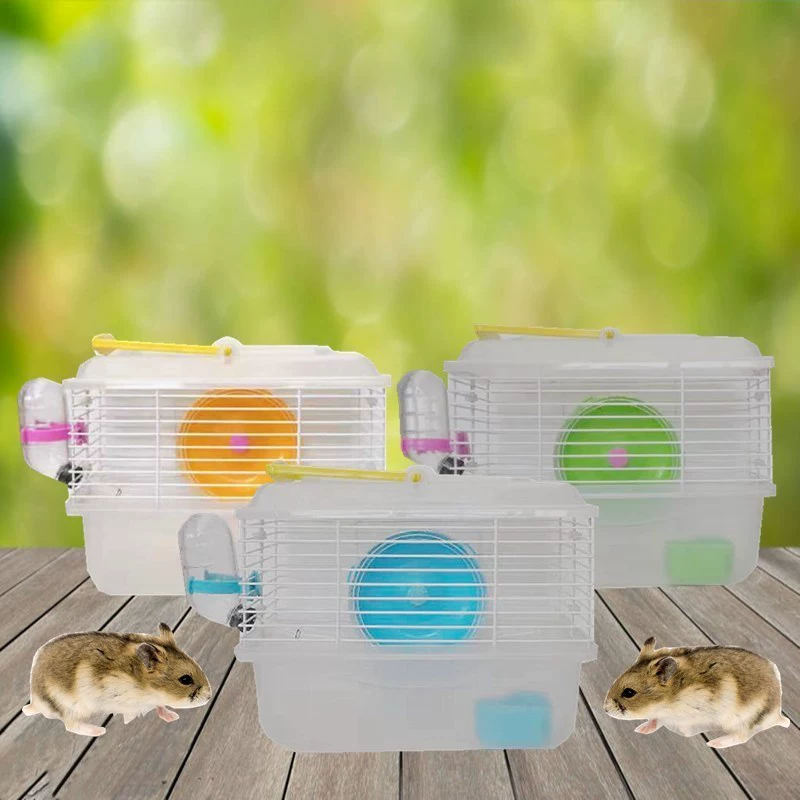 Портативная клетка для хомяка Одноэтажная вилла Золотая медвежья клетка для хомяка пластиковая крышка прозрачная хрустальная пасторальная клетка для хомяка