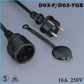 欧标插头，欧洲防水插头,多国认证电源线插头，延长线