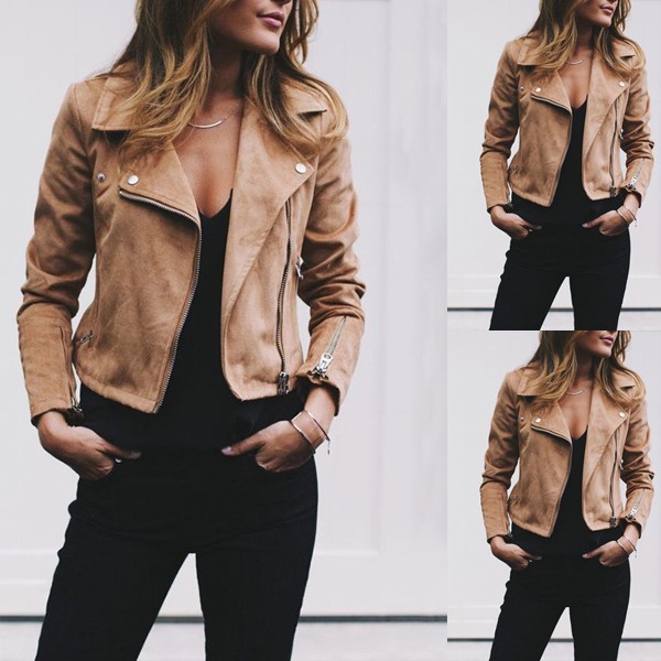 2019wish Amazon AliExpress autumn and winter new women's lapel oblique zipper short women's top