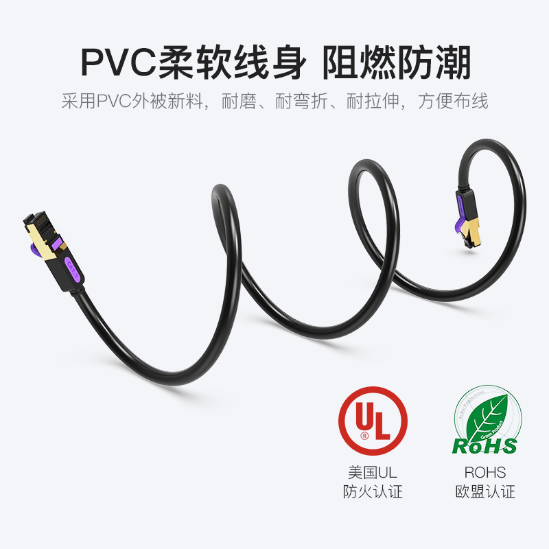 Weixun Clase 7 cable de red cable redondo 10 Gigabit cat7 de alta velocidad Clase 7 de cobre puro Gigabit equipo de banda ancha cable de red blindado