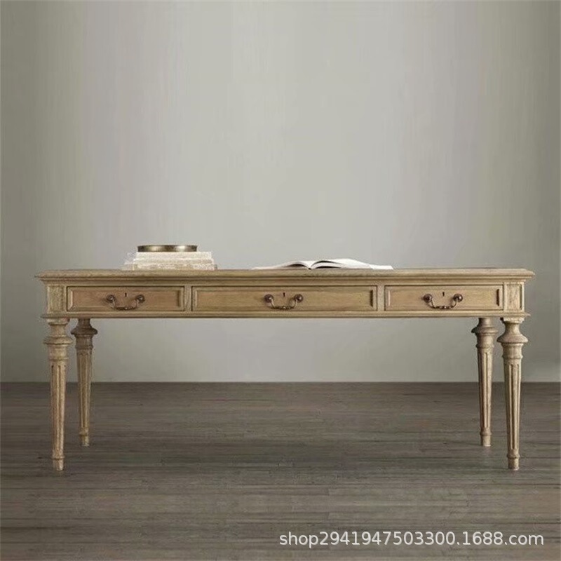 American Carved Oak Computer Desk Study Room Old Retro Writing Desk Study Table