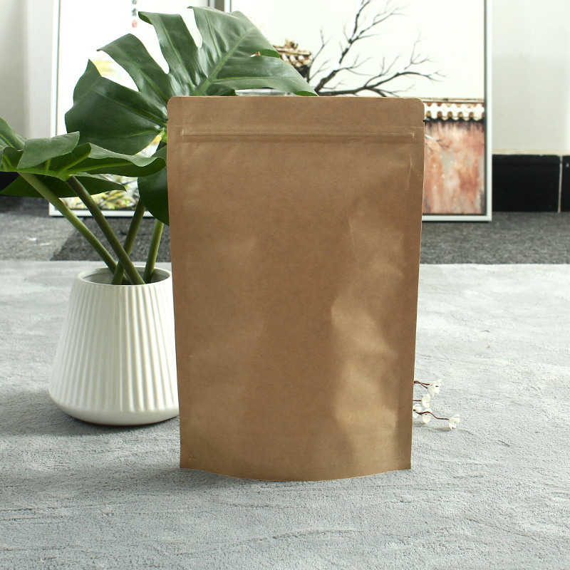 牛皮纸自立自封袋 复淋膜站立袋 坚果袋 防潮食品包装袋 现货供应