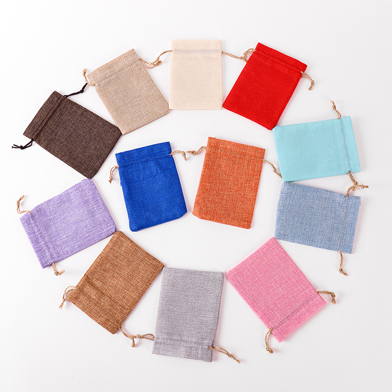 现货供应 仿麻束口袋 小布袋 首饰杂物袋  可加印logo