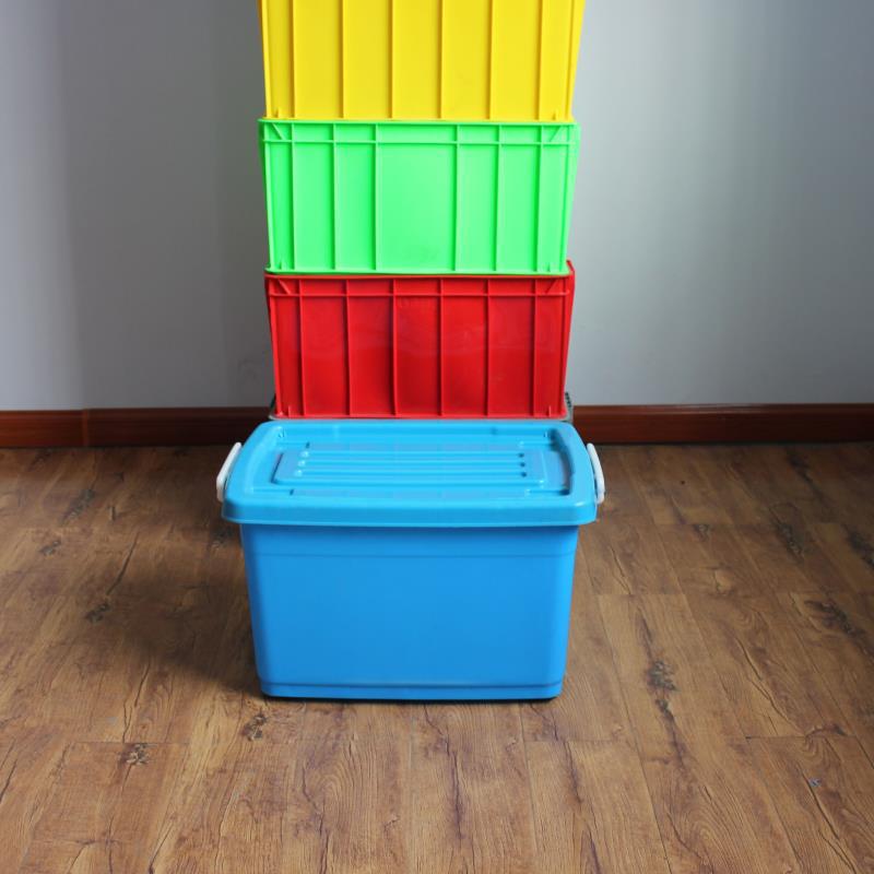 淄博厂家直供塑料周转箱 加厚蓝色长方形消毒餐具塑料筐 带轮胶筐