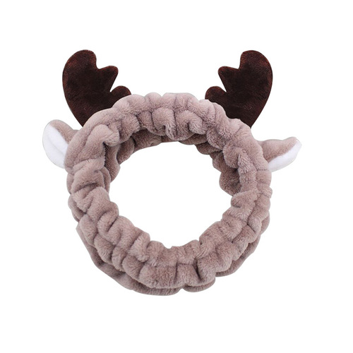Korean version of cute deer antlers face wash headband, autumn and winter plush headband, versatile home headband, rabbit ears, cute headband for women