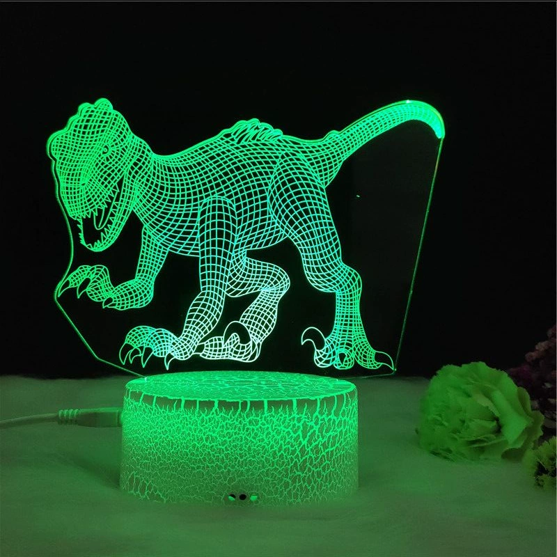 3D-динозавр светящаяся ночная лампа LED, RGB 7-цветная настольная лампа с пультом, творческий подарок