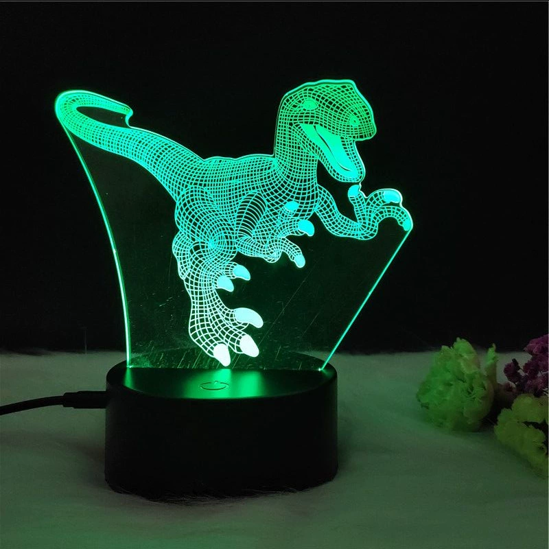 3D-динозавр светящаяся ночная лампа LED, RGB 7-цветная настольная лампа с пультом, творческий подарок