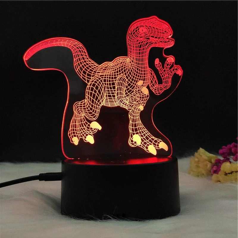 3D-динозавр светящаяся ночная лампа LED, RGB 7-цветная настольная лампа с пультом, творческий подарок