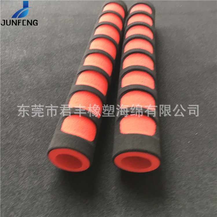黑红橡塑NBR指印套管防滑吸震车把手套高密度泡棉加长款护管