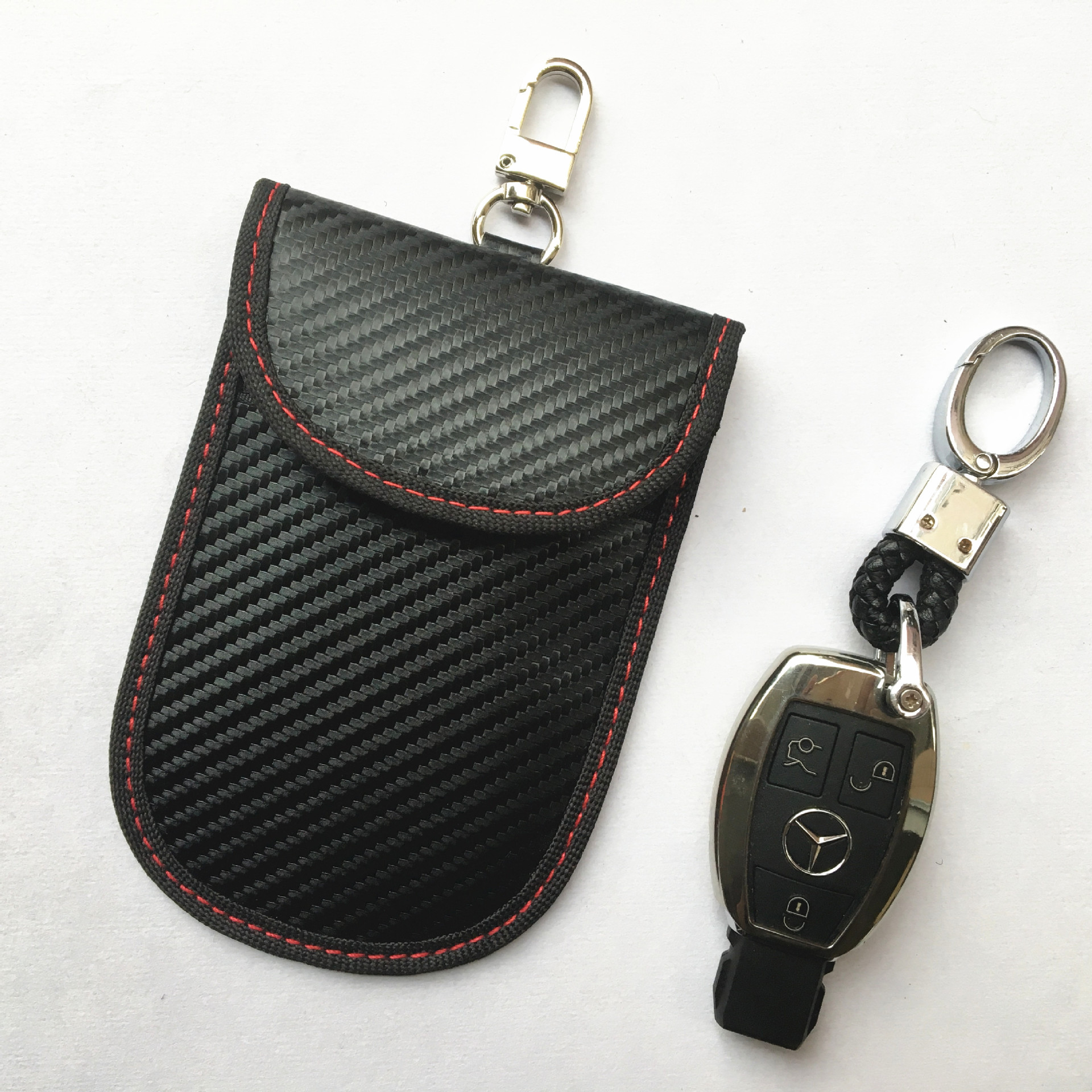 Nueva fibra de carbono llavero coche RFID blindaje caso clave anti-magnético señal de blindaje anti-desmagnetización caso clave