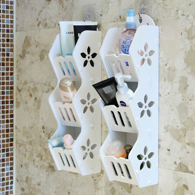 Cocina y baño de almacenamiento de rack de almacenamiento de cosméticos creativos ponche libre multi-capa de pared colgante de rack