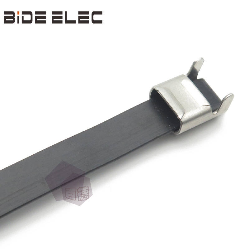 BIDE牌201、304材质12、16mm宽喷塑L型不锈钢扎带 捆绑打包钢带