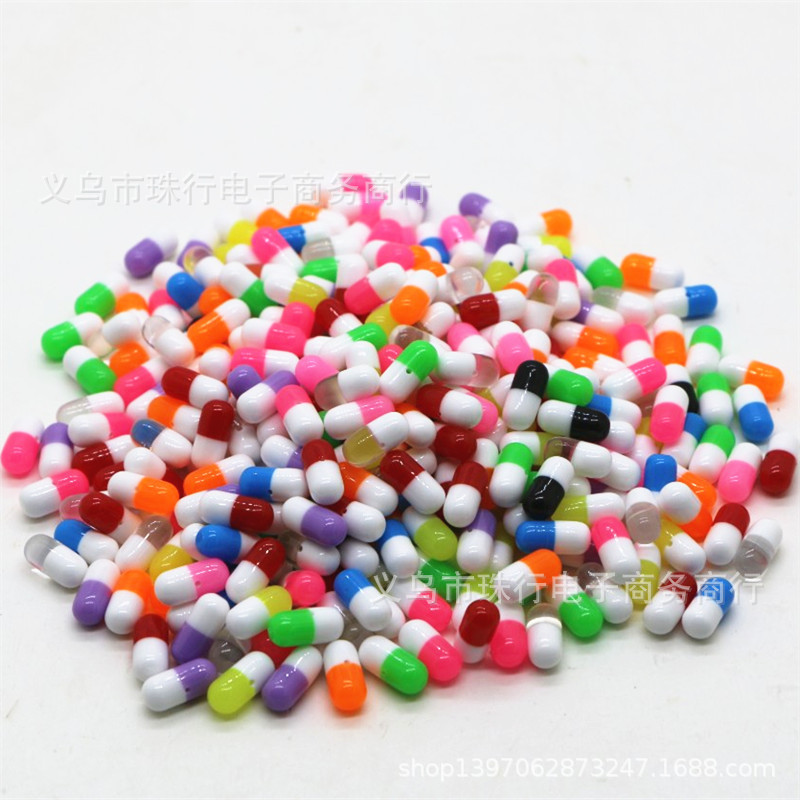 Venta al por mayor Slim barro cristal barro relleno píldora perlas resina accesorios DIY simulación cápsula partículas resina perlas