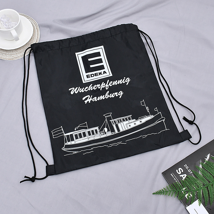 黑色加厚抽绳帆布袋外出便携涤纶收纳袋锁口袋束口收纳袋可印logo