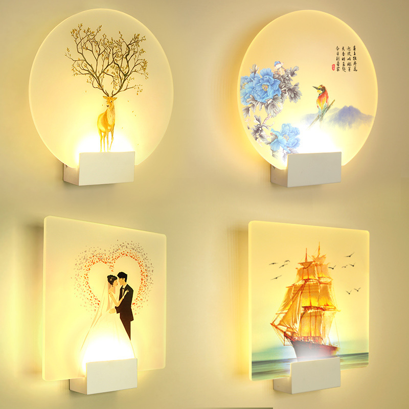 Acrylic bedroom wall lamp bedside lamp Hotel Modern simple living room indoor led cross-border wall painting creative aisle