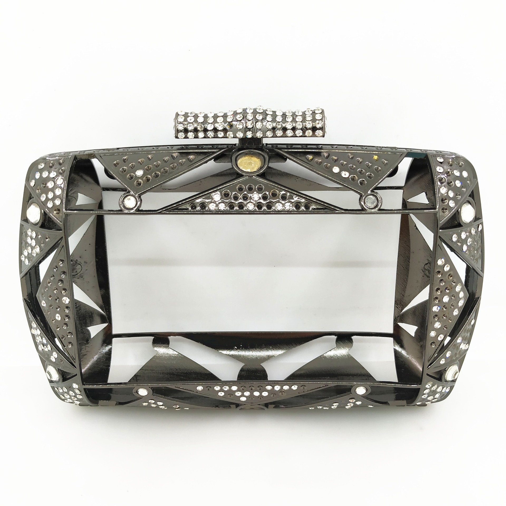 厂家销售锌合金手拿包框夹 各种钻头高端电镀礼服包五金包边