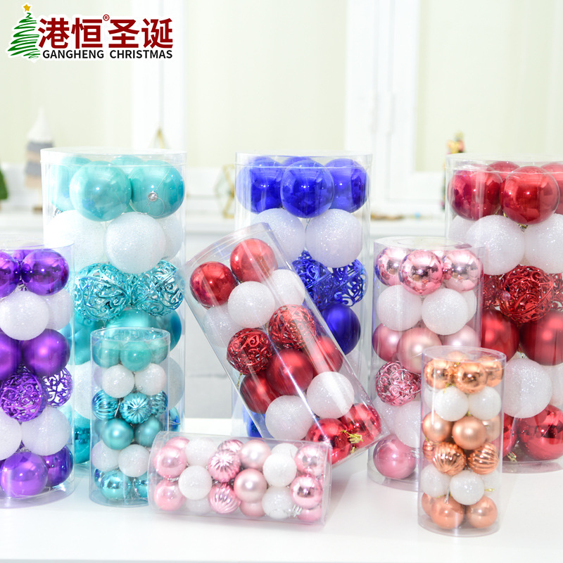 24 piezas de Navidad bola decorativa barril resalte blanco BOLA DE Navidad árbol de Navidad DIY bola decorativa paquete colgante