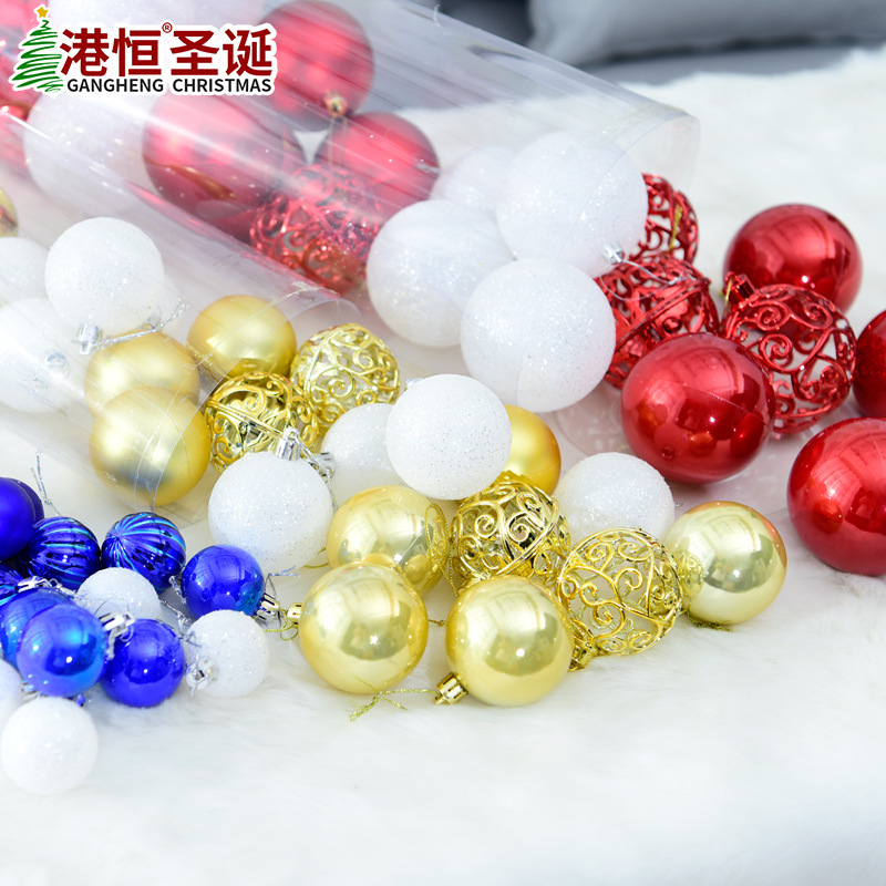 24 piezas de Navidad bola decorativa barril resalte blanco BOLA DE Navidad árbol de Navidad DIY bola decorativa paquete colgante