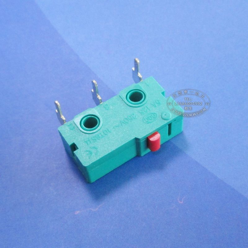 收银箱小型弯脚行程开关 绿色胶体弯脚分方向银点微动开关KW12-KS
