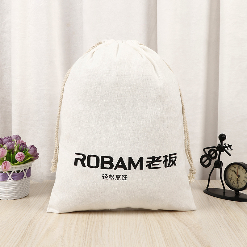 批发加厚空白抽绳帆布双肩包束口袋logo小米收纳束口布袋时尚