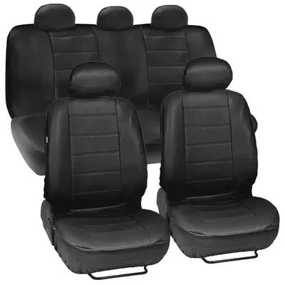 PU leather Foreign Trade car double needle leather seat cover artificial leather black cushion 5 car Universal (Universal seat cover) - set-of-9-pieces-universal