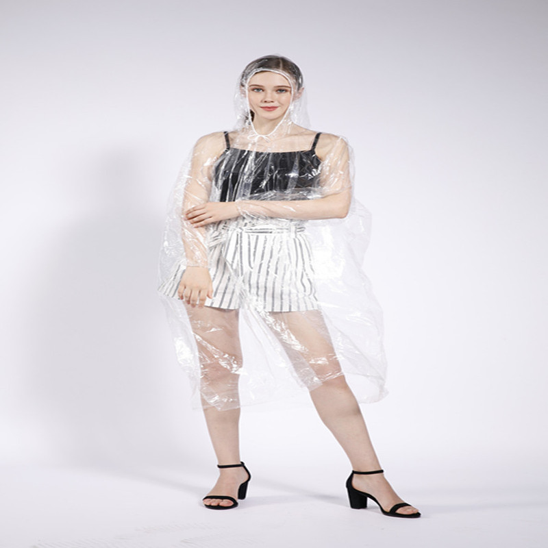 New Material Transparent Disposable Raincoat with Hood, Drawstring, Elasticated Cuffs, and Can Be Printed with Logo