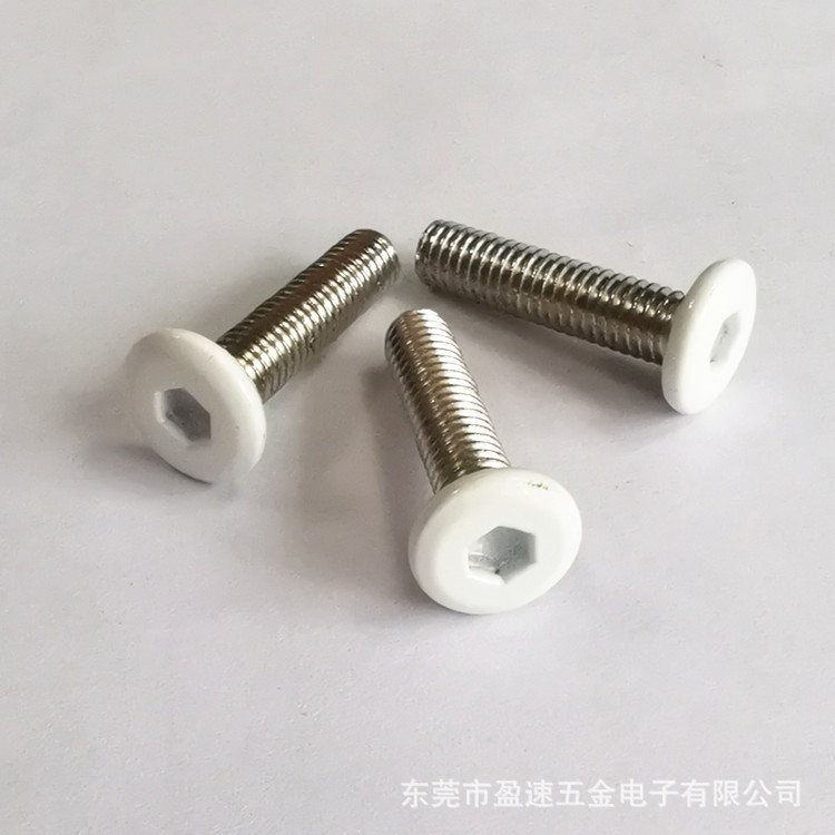 厂销佛山家居装饰螺丝  M6*16白色扁圆头倒边内六角螺丝
