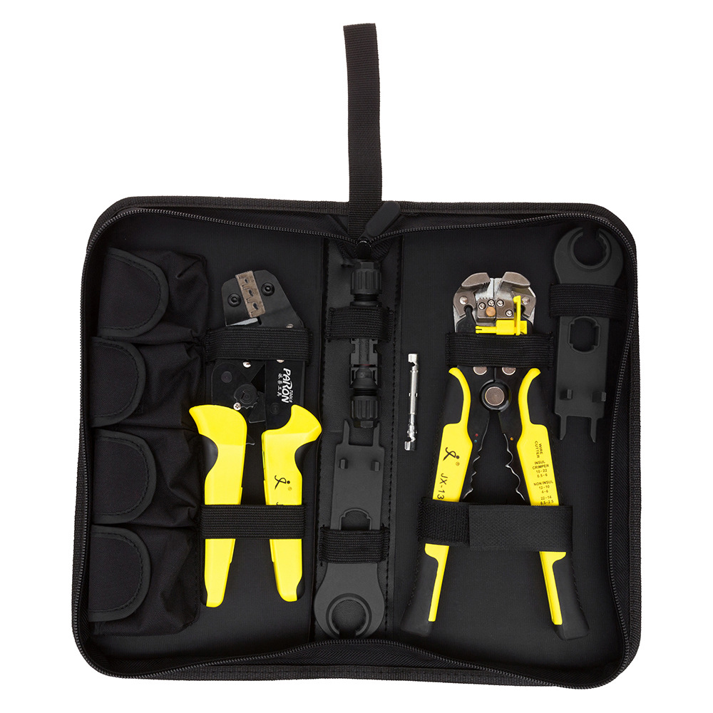 4th generación fotovoltaica conector que prensa alicates traje panel solar generación de energía Instalación de ingeniería mantenimiento herramienta de montaje