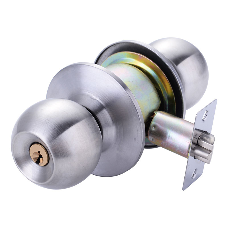 Bola de cobre dormitorio cerradura de la puerta de la bola de acero inoxidable Universal cerradura de la puerta de madera cerradura redonda cilindro cerradura de baño 587 lijado