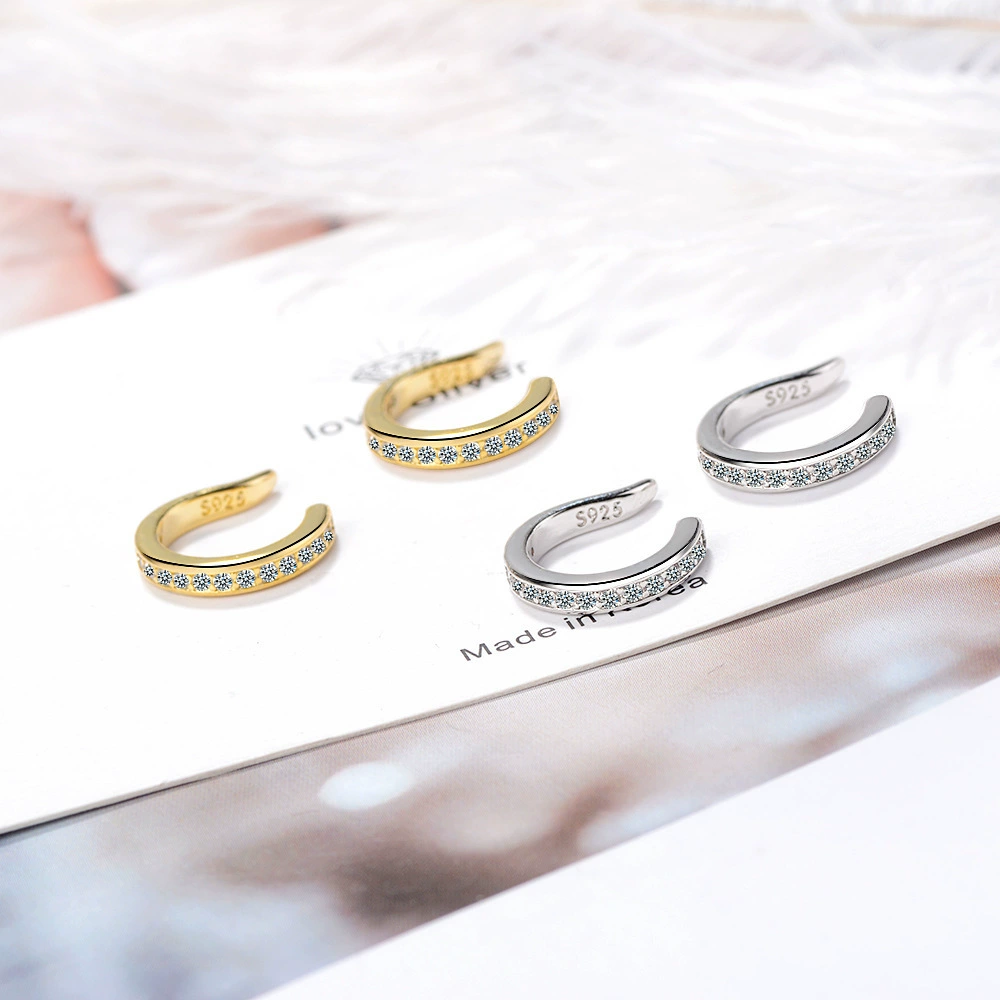 Ушной зажим женская корейская версия простой без ушей с бриллиантами