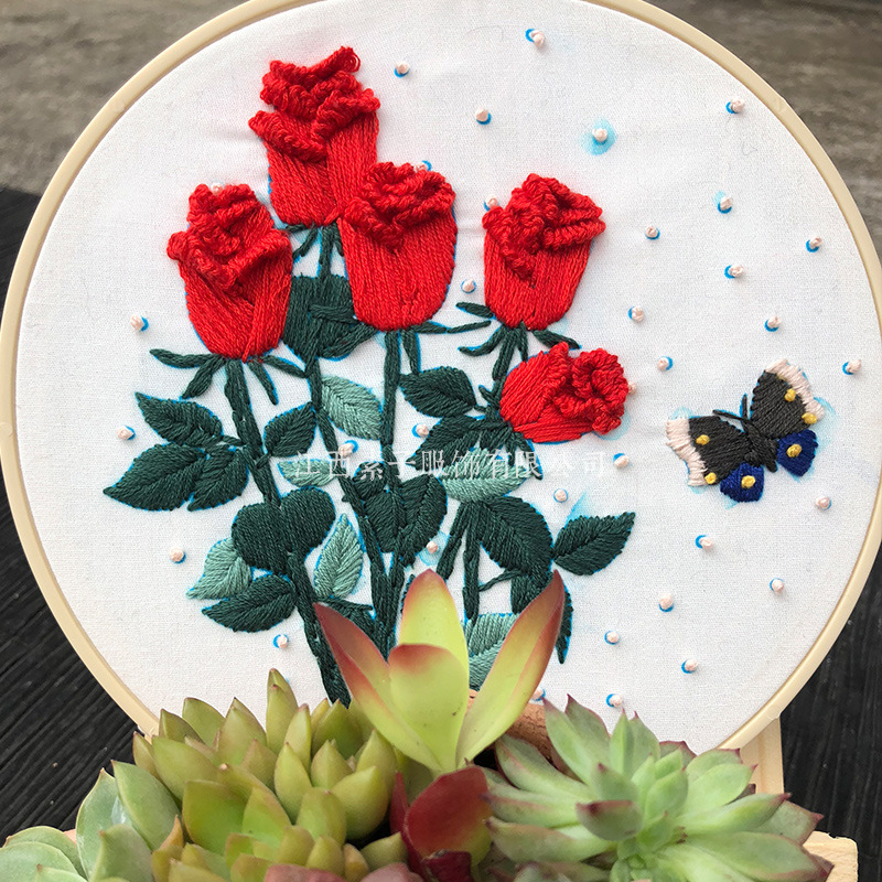 (Original) bordado creativo DIY flor bordado 3D bordado principiante materiales incluyen tutoriales