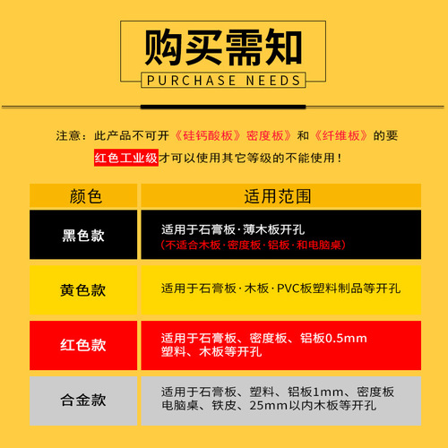 Woodworking hole opener set gypsum board downlight hole expander thin board plastic pvc drilling drill bit 16PC