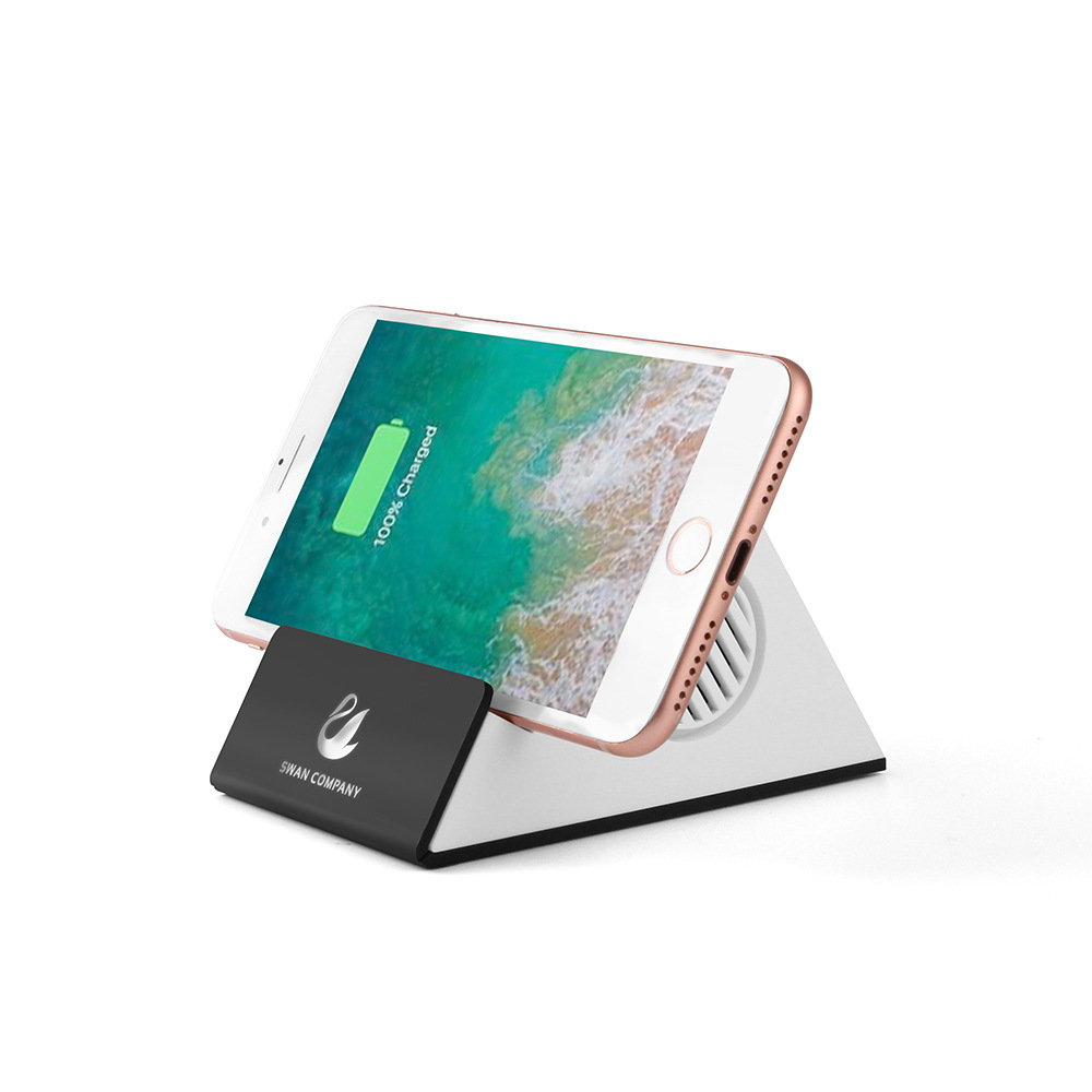 Altavoz Bluetooth con logo luminoso, diseño triangular, soporte de carga inalámbrica, regalo creativo