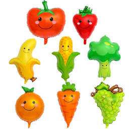 跨境热销新款夏天水果蔬菜造型铝膜气球 生日派对儿童卡通气球