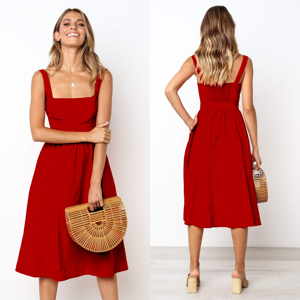 2023 Spring and Summer New Independent Station eaby Amazon Simple Sling Sexy Backless Dress