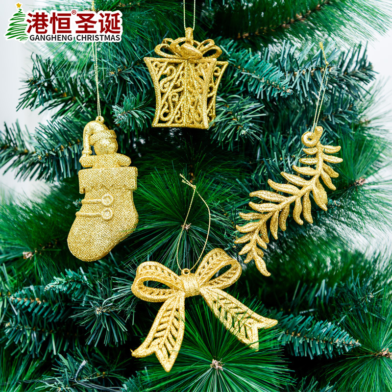 Nuevas decoraciones de Navidad pequeño colgante de brillo en polvo pegajoso Rosa estrella de cinco puntas arco pequeña joyería colgante de árbol de Navidad
