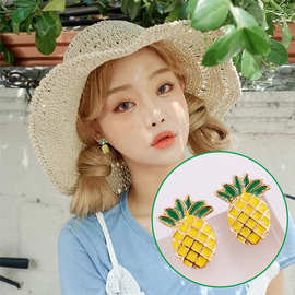 S925纯银潮流单品个性日韩女款 菠萝耳钉气质百搭耳环简约耳饰