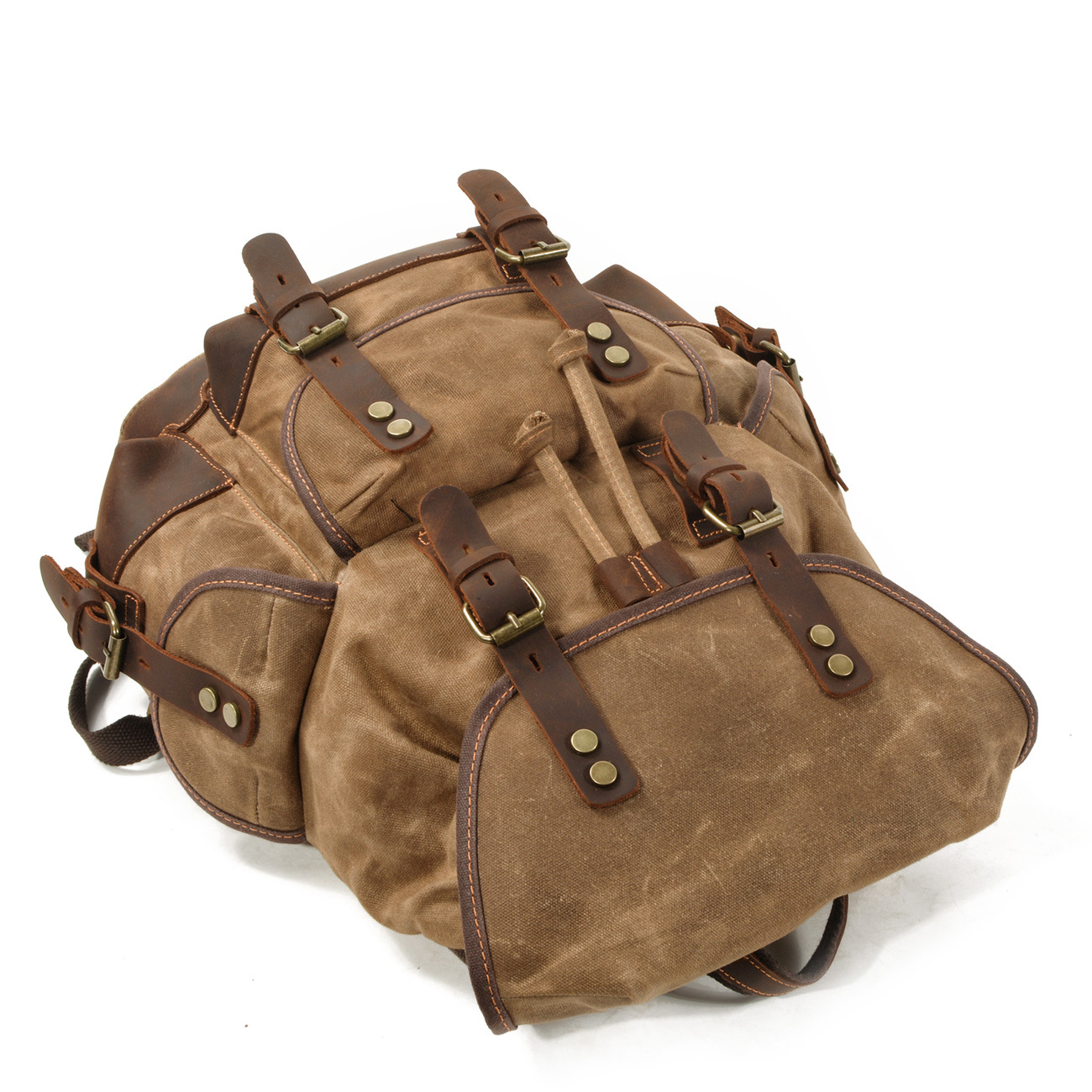 Nuevo clásico europeo y americano réplica Pimienta Sal mochila vintage lona cuero hombres mochila de gran capacidad bolsa de viaje