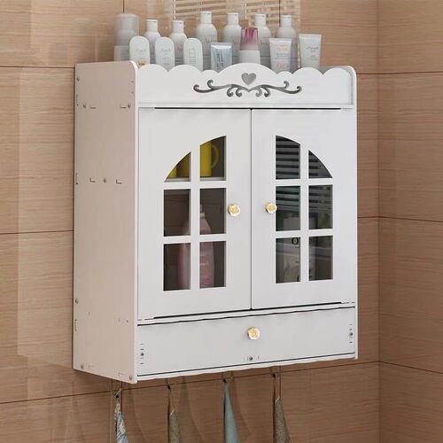 Bathroom wall-mounted cosmetics storage rack restroom supplies dust-proof wall-mounted storage rack punched bathroom storage rack