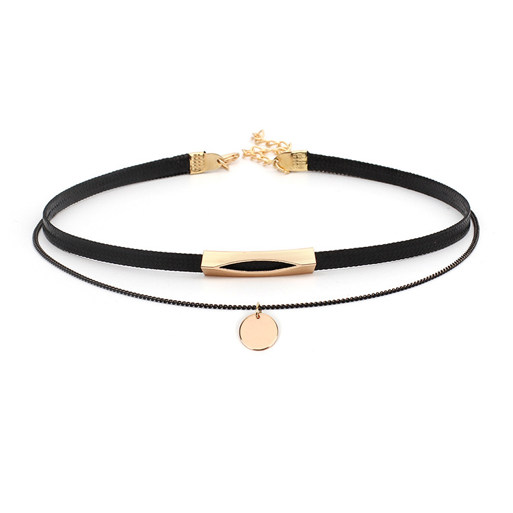 Black Round Sequin Multi-layered Choker Necklace For Women_voghion.com