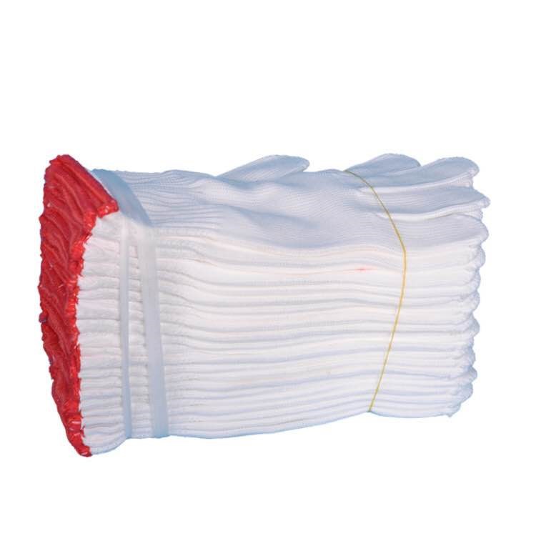 加厚尼龙手套白色杂色杂纱600-800g耐磨防滑棉线弹力透气劳保手套