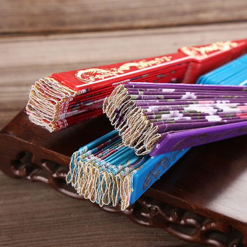 Printed plastic silk fan lace fan folding fan dance fan elegant gift fan ladies folding fan foreign trade fan color