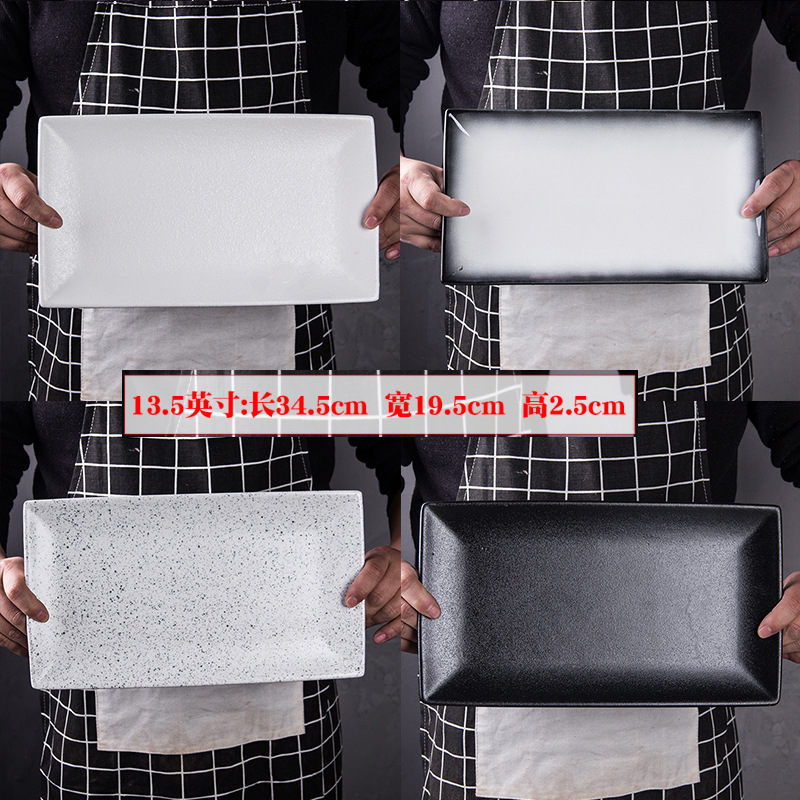 13,5 "engrosada rectangular negro piedra de gran tamaño placa plana