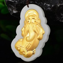 3D金镶玉 足金镶和田玉 宝石大貔貅男款挂坠 厂家直销批发