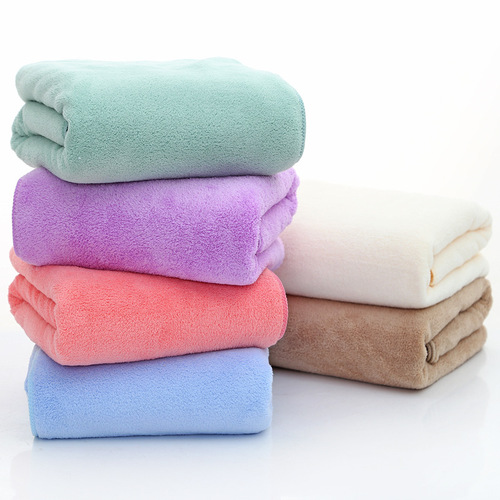 Bath towel microfiber 70*140 coral velvet thickened adult beach absorbent soft gift manufacturer bath towel wholesale