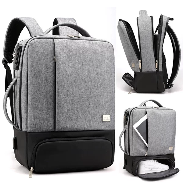 Feilli New 15.6 inch laptop bag for men and women usb rechargeable travel bag personalized shoes storage bag