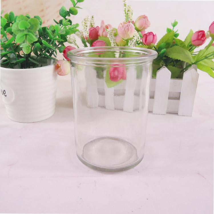 厂家直销10*8口径透明玻璃蜡烛瓶 香薰蜡烛罐圆形蜡烛杯加工