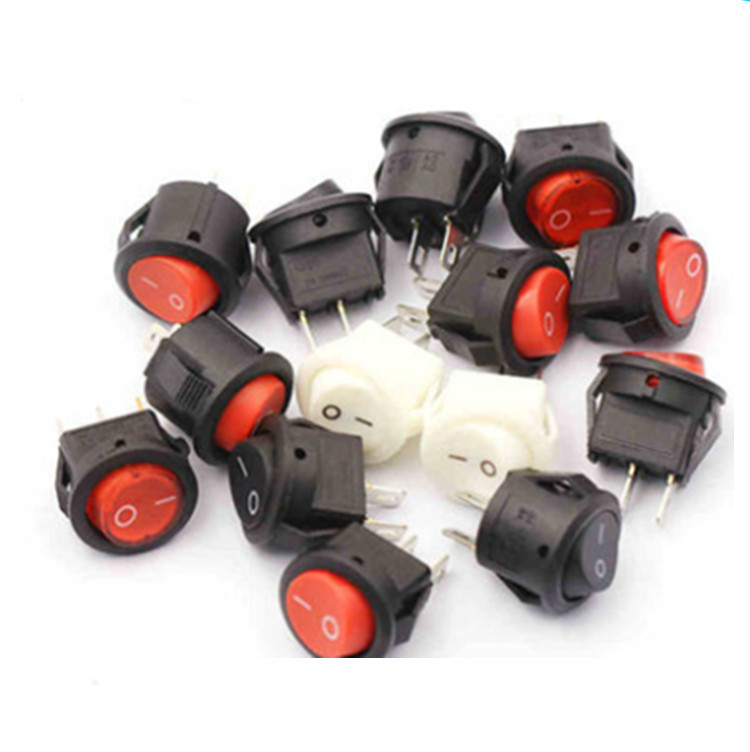 圆形开关按钮3/2脚两档船型开关KCD1-105小型电源开关15mm