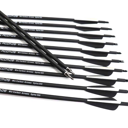 Bow and arrow mixed carbon arrow 7.8 black and white feather mixed carbon arrow cool black mixed carbon archery equipment
