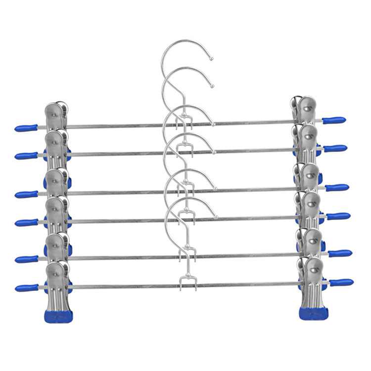 Large 40cm Pants Rack Household Pants Rack Non-slip Hanging Blue Pants Clip Hanger Seamless Pants Rack with Pants Clip